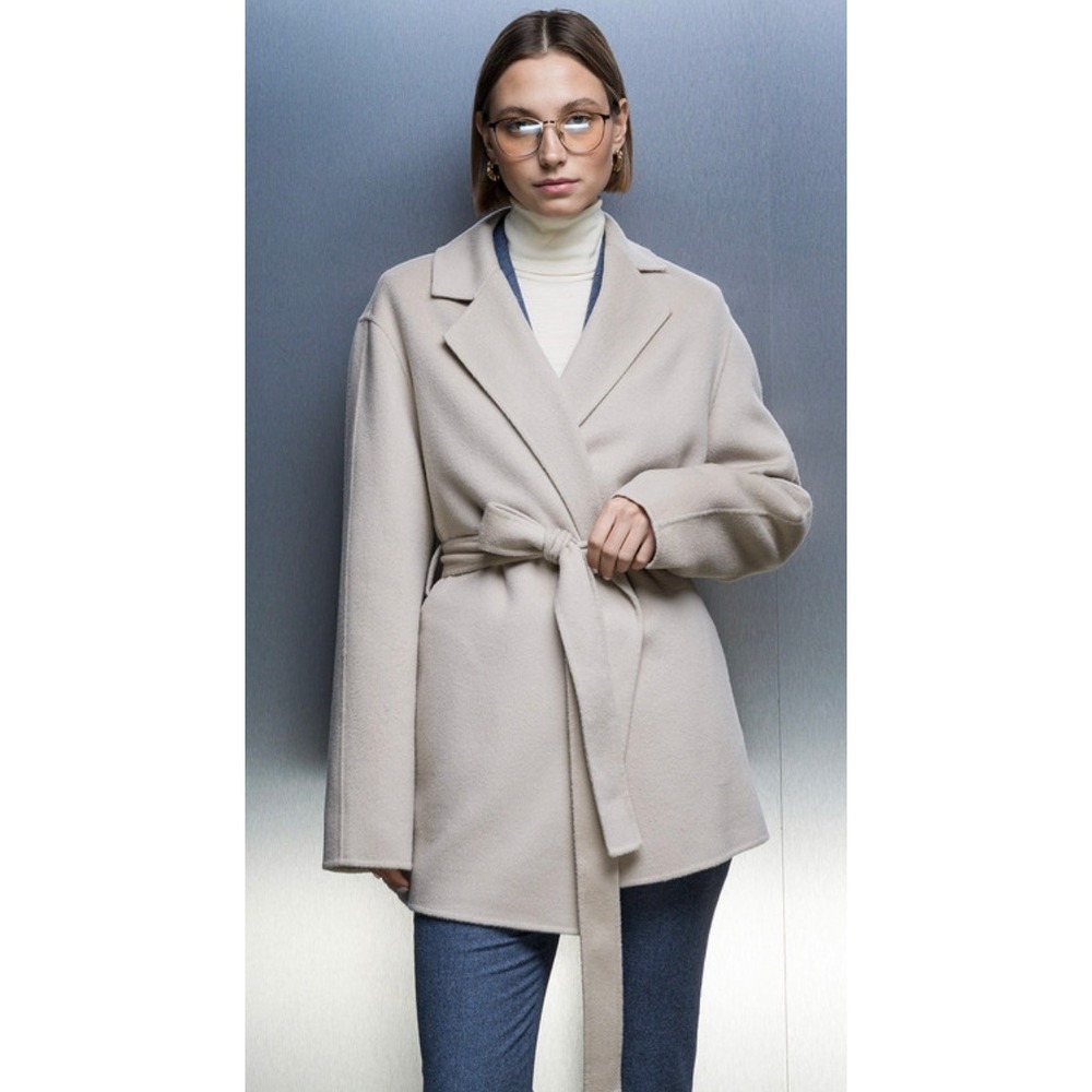 JOSEPH Cenda Wool Cashmere Belted Wrap Coat Light Gray Size 32 US 0